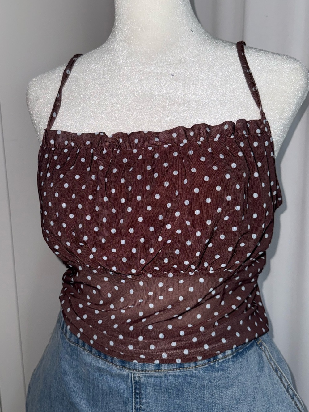 Brand new brown and white polka dot crop top.